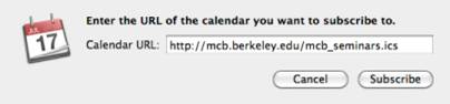 iCal dialog